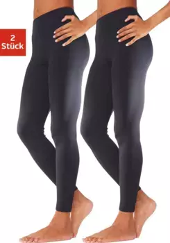 Леггинсы Vivance active (2 шт.), с эластичным поясом, домашняя одежда, черный