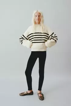 Леггинсы в рубчик ZARA, черный