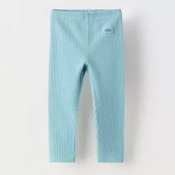 Леггинсы Zara Ribbed With Label, голубой