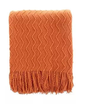 Легкий плед с твердым мягким зигзагом, 60 x 50 дюймов Happycare Textiles, оранжевый