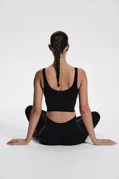 Легкий поддерживающий бюстгальтер для йоги с лайкрой softmove H&M, черный
