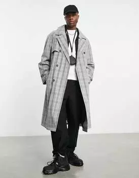 Легкий тренч свободного кроя в клетку ASOS DESIGN