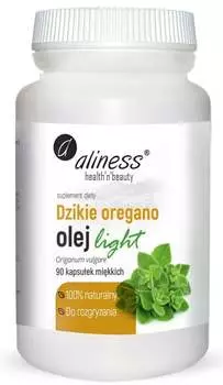 Легкое масло Aliness, Dzikie Oregano для жевания, 100% натуральное, 90 мягких капсул.