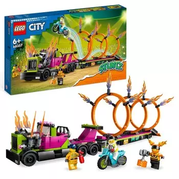 LEGO City, Bricks, Stunt Challenge — грузовик и пожарные обручи, 60357