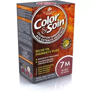 Les 3 Chenes Color & Soin Перманентный уход за волосами, цвет блонд, красное дерево, 7 м Les 3 ChNes