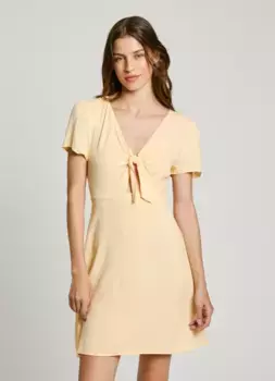 Летнее платье Pepe Jeans "NANI" с узлом на вырезе, цвет Cornish Yellow
