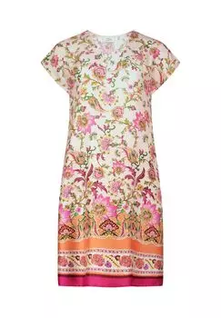 Летнее платье с присборенными рукавами Vera Mont, цвет Pink/ Orange
