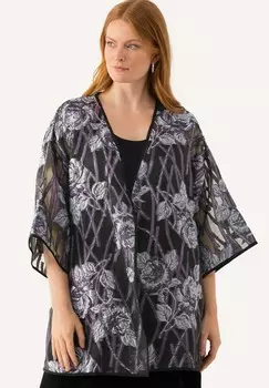 Летняя куртка FLORALES DESIGN V-AUSSCHNITT ARM Ulla Popken, черный