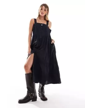 Levi's – Cici – Черное хлопковое платье миди без рукавов
