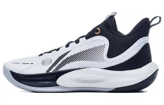 Li Ning LINING Sonic Team Баскетбольные кроссовки мужские, Стандартный белый и черный