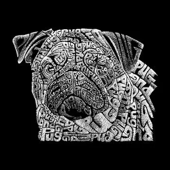 Лицо мопса — мужская футболка с рисунком Word Art LA Pop Art, черный