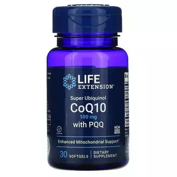 Life Extension Супер убихинол - коэнзим Q10 с BioPQQ 100 мг 30 желатиновых капсул