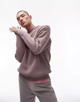 Лиловый свитер с кислотной стиркой Topman