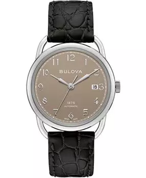 LIMITED EDITION Мужские швейцарские автоматические часы Joseph Bulova с черным кожаным ремешком, 38,5 мм