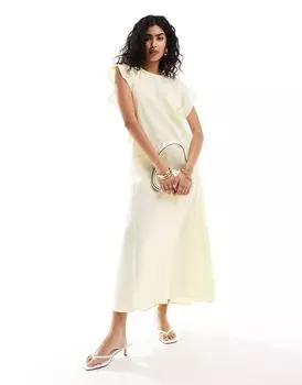 Лимонное платье макси без рукавов с круглым вырезом ASOS DESIGN