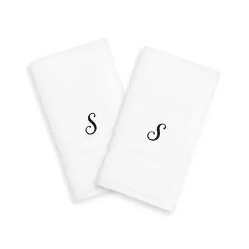 Linum Home Textiles Black Script Denzi Single Letter Полотенца для рук с монограммой, 2 упаковки