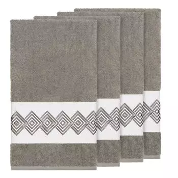 Linum Home Textiles Набор банных полотенец с украшением из турецкого хлопка Noah, голубой