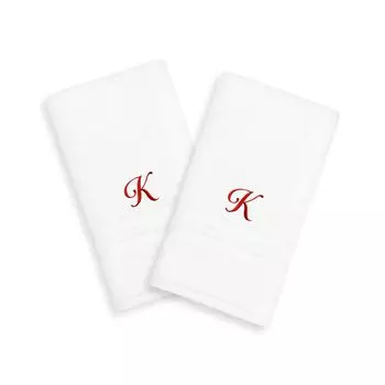 Linum Home Textiles Red Script Denzi Single Letter Полотенца для рук с монограммой, 2 упаковки