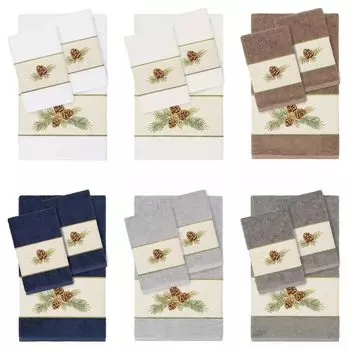 Linum Home Textiles Турецкий хлопок Pierre Набор полотенец с украшением из 3 предметов, бежевый