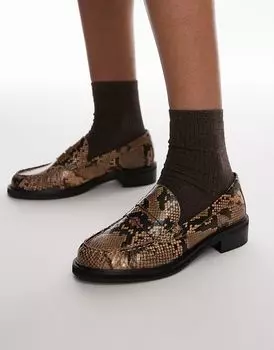Лоферы Carter с отделкой в стиле змеиной кожи Topshop