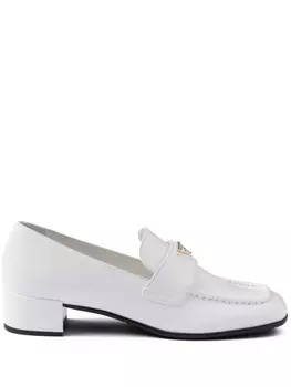 Лоферы из фактурной кожи Prada, белый