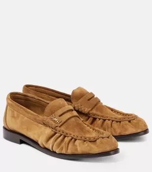 Лоферы пенни лоуферы из замши Saint Laurent, Cuoio (Or Officier)