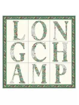 Longchamp шелковый платок с монограммой, зеленый