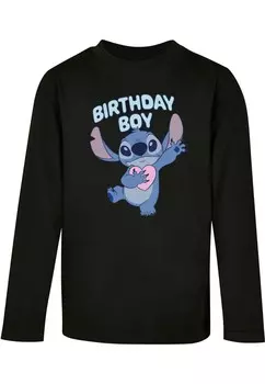 Лонгслив ABSOLUTE CULT Shirt Lilo and Stitch - Birthday Boy Heart, черный