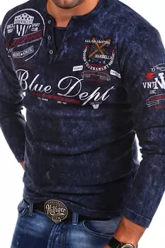 Лонгслив behype Langarmshirt VT Blue, темно синий