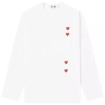 Лонгслив Comme Des Garons Play Long Sleeve 4 Heart T-Shirt, белый