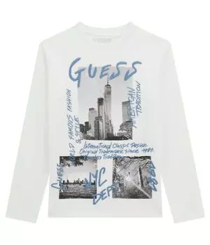 Лонгслив детский Guess с принтом, белый
