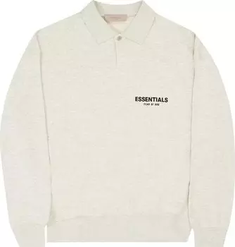 Лонгслив Fear of God Essentials Long-Sleeve Polo 'Light Oatmeal', серый