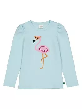 Лонгслив Freds World by GREEN COTTON Hello flamingo, голубой