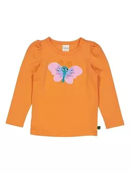 Лонгслив Freds World by GREEN COTTON Hello butterfly, оранжевый