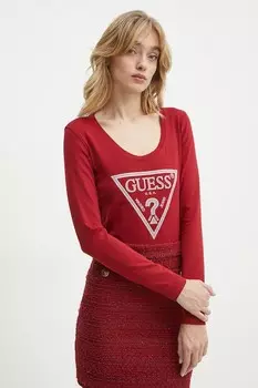 Лонгслив Guess, бордовый