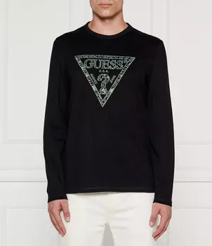 Лонгслив GUESS EMBRO Regular Fit, черный