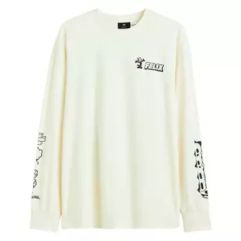 Лонгслив H&amp;M Felix the Cat Relaxed Fit, белый/черный