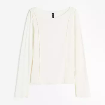 Лонгслив H&M Flatlock Seams, кремовый