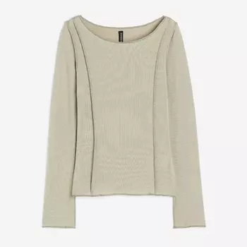 Лонгслив H&M Flatlock Seams, светло-зеленый