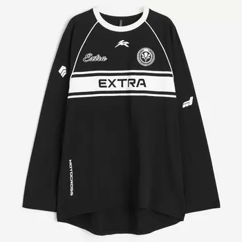 Лонгслив H&M Printed Extra, черный