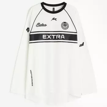 Лонгслив H&M Printed Extra, кремовый
