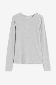 Лонгслив H&M Ribbed Modal-blend, светло-серый