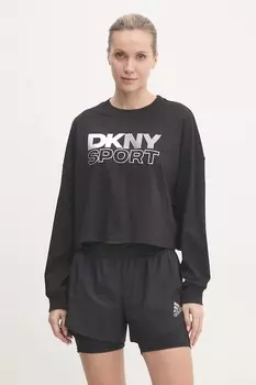 Лонгслив хлопковый Dkny, черный