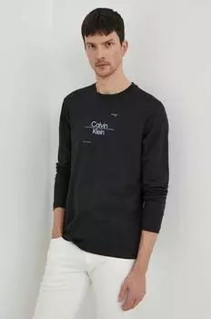Лонгслив из хлопка Calvin Klein, черный