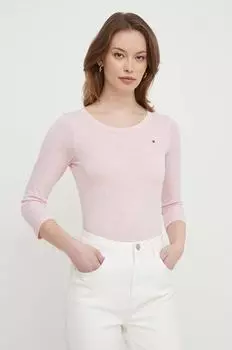 Лонгслив из хлопка Tommy Hilfiger, розовый