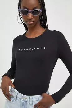 Лонгслив из хлопка Tommy Jeans, черный