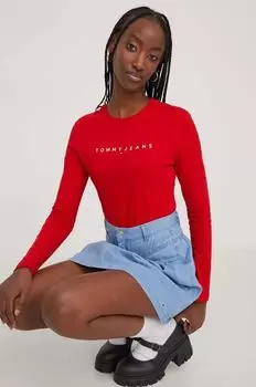 Лонгслив из хлопка Tommy Jeans, красный
