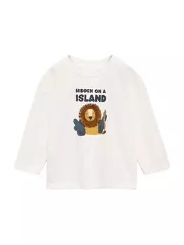 Лонгслив MANGO KIDS Shirt HIDDEN, белый
