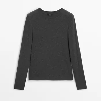 Лонгслив Massimo Dutti Cotton Blend, серый