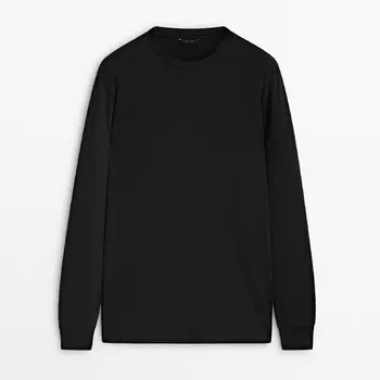 Лонгслив Massimo Dutti Cotton, черный